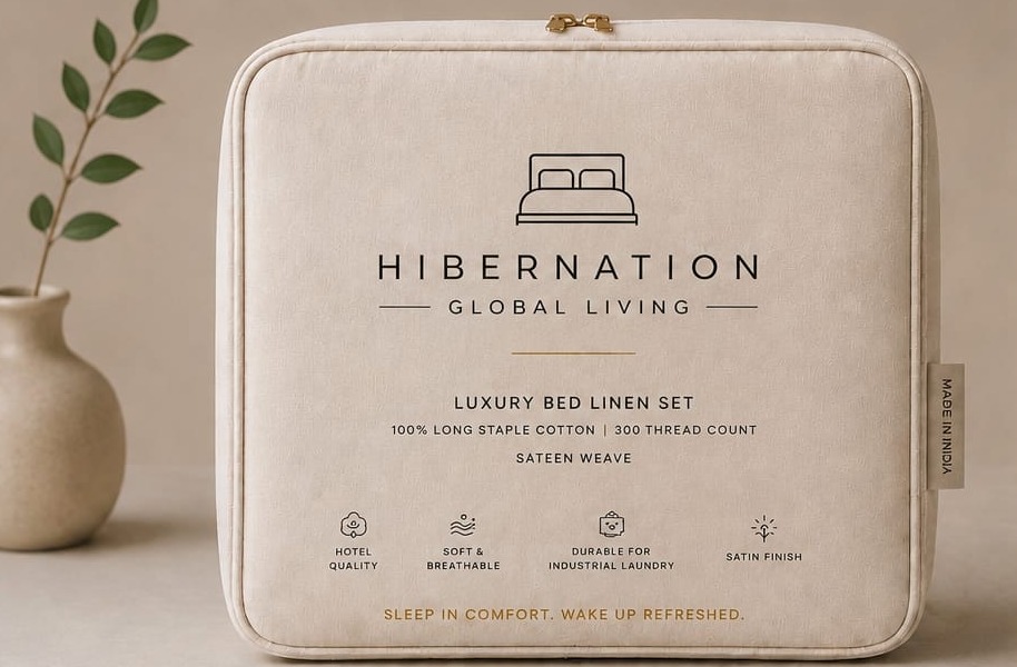 Hibernation Global Living luxury bed linen packaging